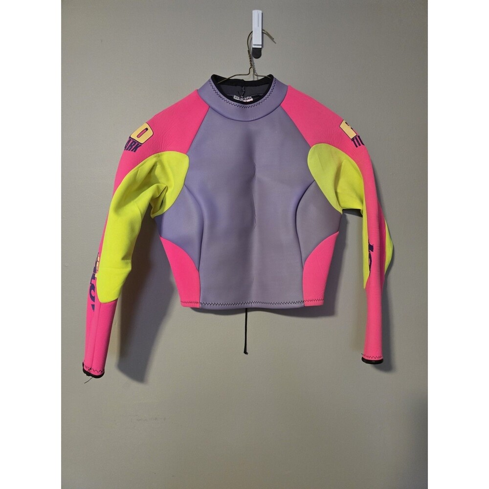 Jet Pilot Women's Wetsuit Top Size 12 Pink Purple Neon Yellow Long Sleeve...
